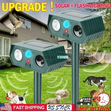 2PCS Solar Ultrasonic Animal Repellent Dog Cat Skunk Deer Raccoon For Garden