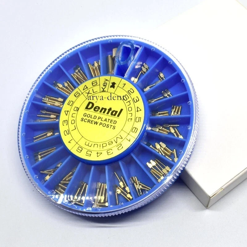 Kit de 120 piezas de postes de tornillo dental chapado en oro/plateado de titanio pasadores de conducto radicular cónicos Foto 4 de 4