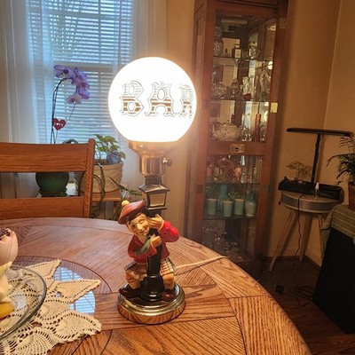 Vintage Bar Lamp Drunk Scottish Man Lamp Post Street Light 1950's Globe  18 