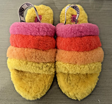 UGG Rainbow Fluff Yeah Slide Sheepskin Slipper Sandal Fur Size 6