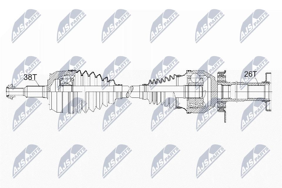 NTY Drive Shaft NPW-WW-103 for VW Right Front Axle 873 mm Reinforced