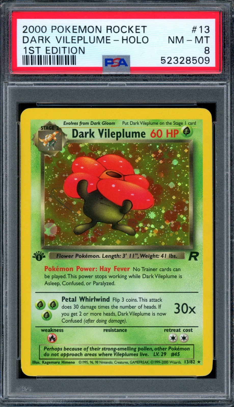 PSA 8 Pokemon 1st Edition Team Rocket Dark Vileplume Holo #13