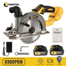 21V Brushless 165mm Cordless Circular Saw 21V 6900RPM 2x 4Ah Battery Wood Cutter