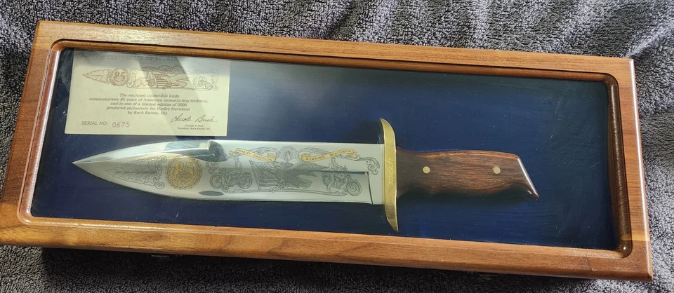 Cuchillo Bowie Buck Harley-Davidson 85 aniversario con certificado de autenticidad #675 Foto 3 de 4