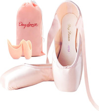 Ballet Pointe Shoes Girls Women Ribbon Ballerina Shoes with Toe Pads