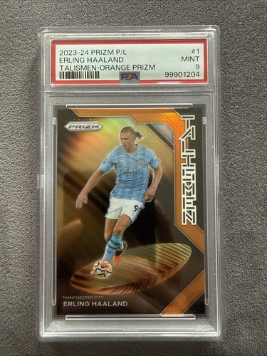 2023 PANINI PRIZM PREMIER LEAGUE ERLING HAALAND TALISMEN GOLD #1 PSA 9  01/25