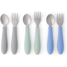 Silverware with Silicone Handle Childrens Safe Flatware Toddler