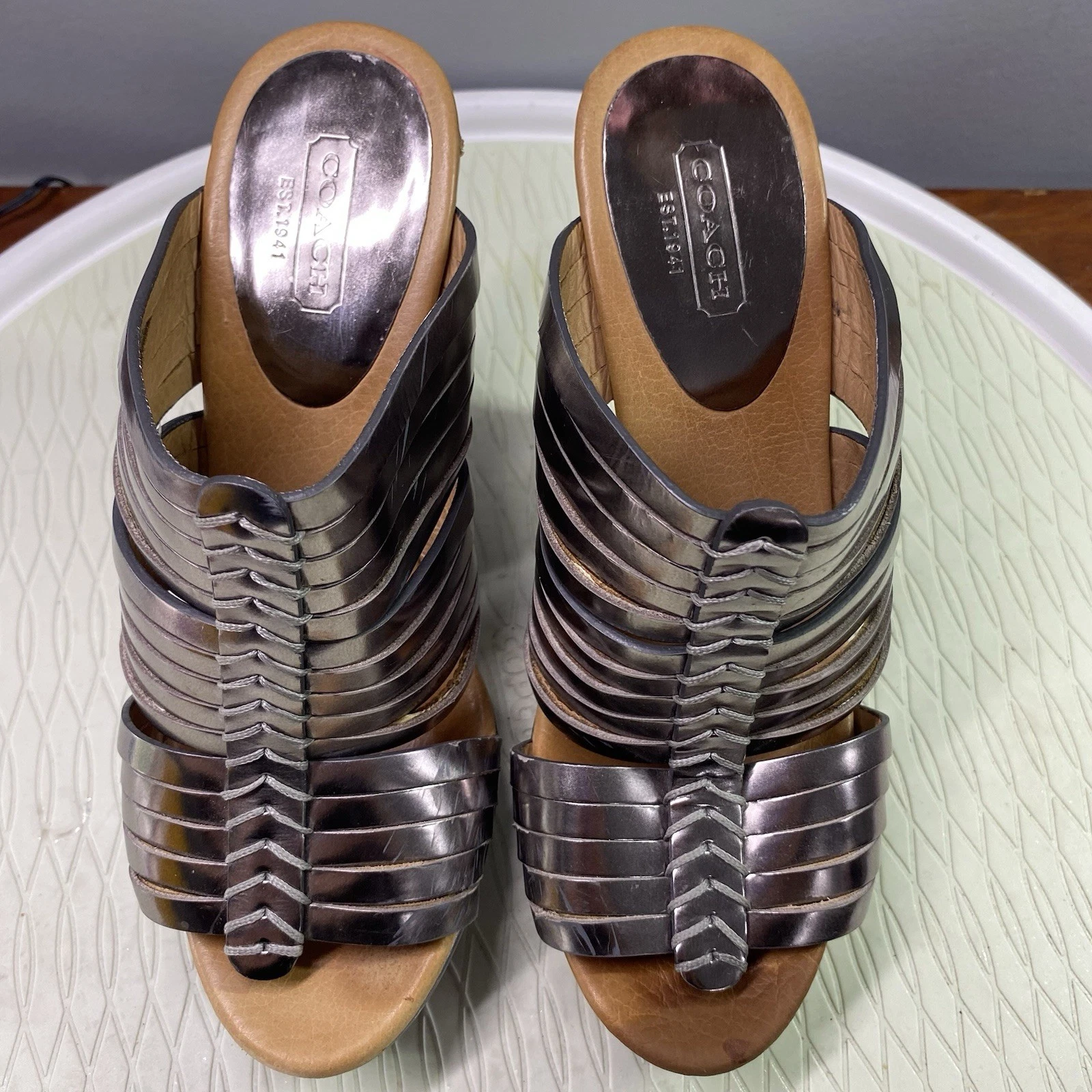 Tacchi alti cromati ufficiali Coach Bristol donna vedi foto "così come sono" tg.6