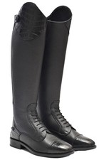 Rhinegold De-Luxe Leather Laced Riding Boots,  Adults, Black/Brown 4 Calf Widths
