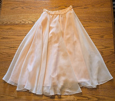 Vintage Peach Chiffon Lined Flare Skirt Sz 6 Manufacturer Unknown