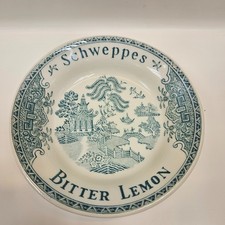 Cendrier Assiette Schweppes Publicitaire Ancien Vintage Bistro Vert BITTER LEMON