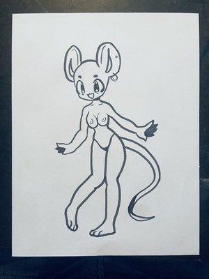 Original Fine Art Marker   Drawing Furry Fandom Erotic 8.5x11