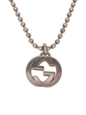 【US Duty Included】GUCCI Men's Interlocking G Necklace in SV925 with SLV Top  (Sli