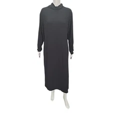 Women with Control Mock Neck Tummy Control Midi Dress X-Large Size Black Top