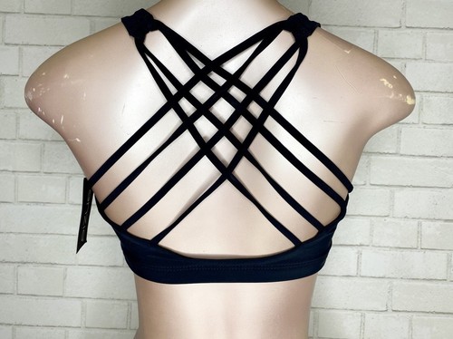 Onzie Black Chic Strappy Yoga Sports Bra Bralette Bikini Swim Top S/M