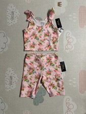 Polo Ralph Lauren Girl Floral Ruffle Tank Top Jersey Bike Short SetPink Rose M