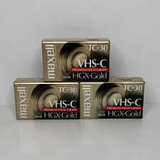 Lot Of 3 Maxell Camcorder Video Cassette TC-30 VHS-C HGX-Gold Premium High Grade