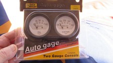 2 Gauge Console Auto Meter Mechanical Oil Pressure Temperature 2 Gauges 2323