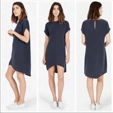 Everlane Navy Silk Shift Dress – Size XS