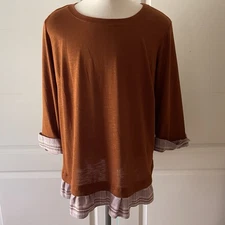 I.N. Studio Blouse Womens 2X Orange Shirt Top Orange Rust Thanksgiving