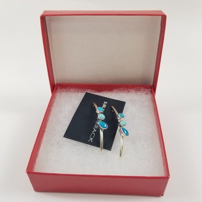 Lilly Barrack Sleeping Beauty & Kingman Turquoise Drop Bar 925 Sterling Earrings