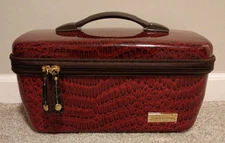 Samantha Brown Hard Train Case Red Lock Zipper Makeup Vanity Carry On 