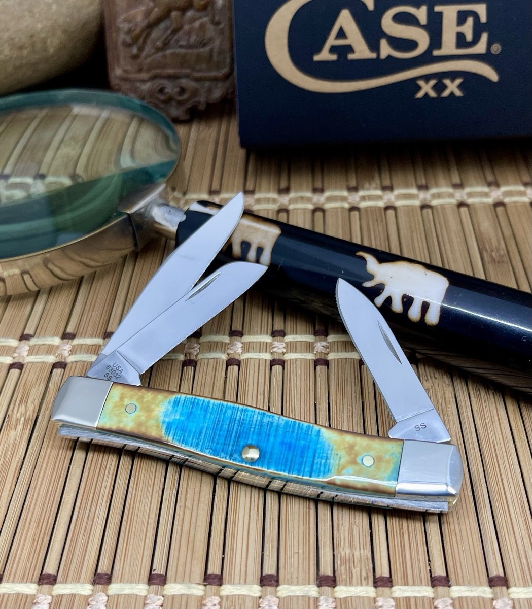 Case XX USA Hand Fired Sawcut Caribbean Blue Bone Medium Stockman
