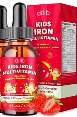 Liquid Iron Supplement for Kids, Kids Multivitamin with Iron Drops with Zinc