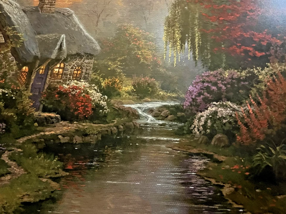 Thomas Kinkade A QUIET EVENING Hand Painted Embellished Litho Print COA Signed - Image 4 of 4