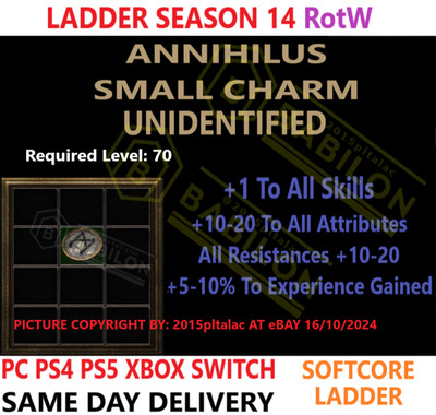   PC PS4 PS5 XBOX SWITCH  LADDER Unid Annihilus Sc Anni Diablo 2 Resurrected D2R