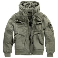 Brandit Bronx Chaqueta Oliva con Capucha Corta Bomber Hombre, Invierno, Otoño