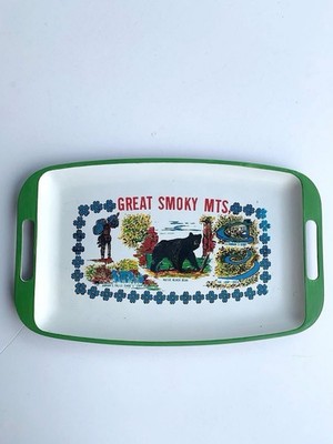 Vintage Great Smoky Mountains plastic souvenir serving tray