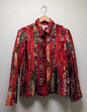 Vintage 90s Coldwater Creek Velvet Patchwork Jacket Size Small Floral Whimsigoth