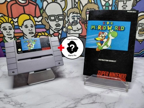 Super Mario World SNES Game Cartridge Tested Authentic & Manual