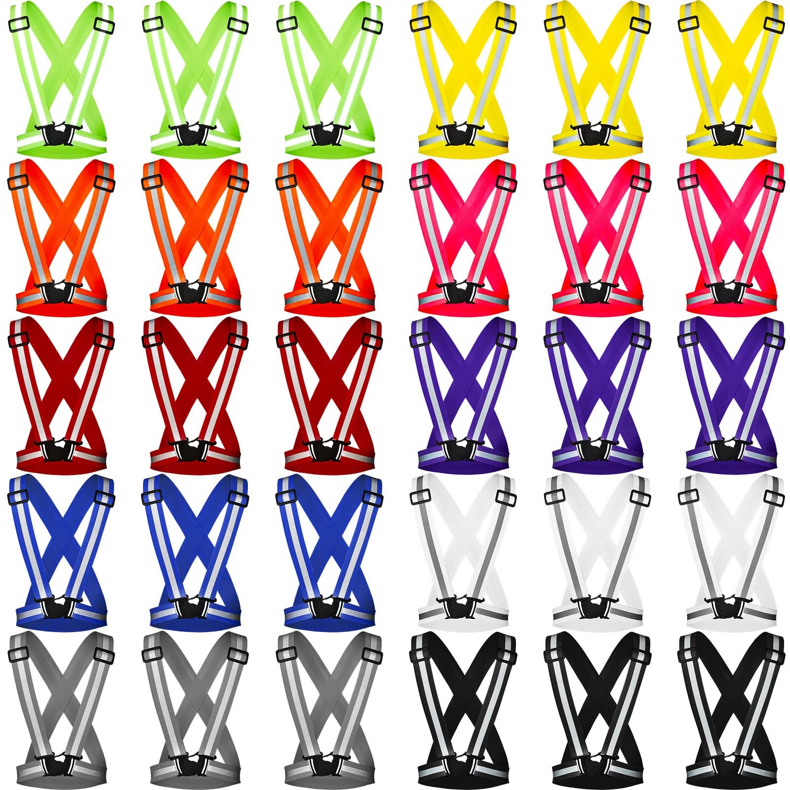 30 Pcs Reflective Running Vest Multicolor Adjustable High Visible Reflective ...