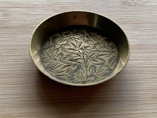 Vintage Small Brass Plate Carved Indian Decoration Miniature Collectible Etche