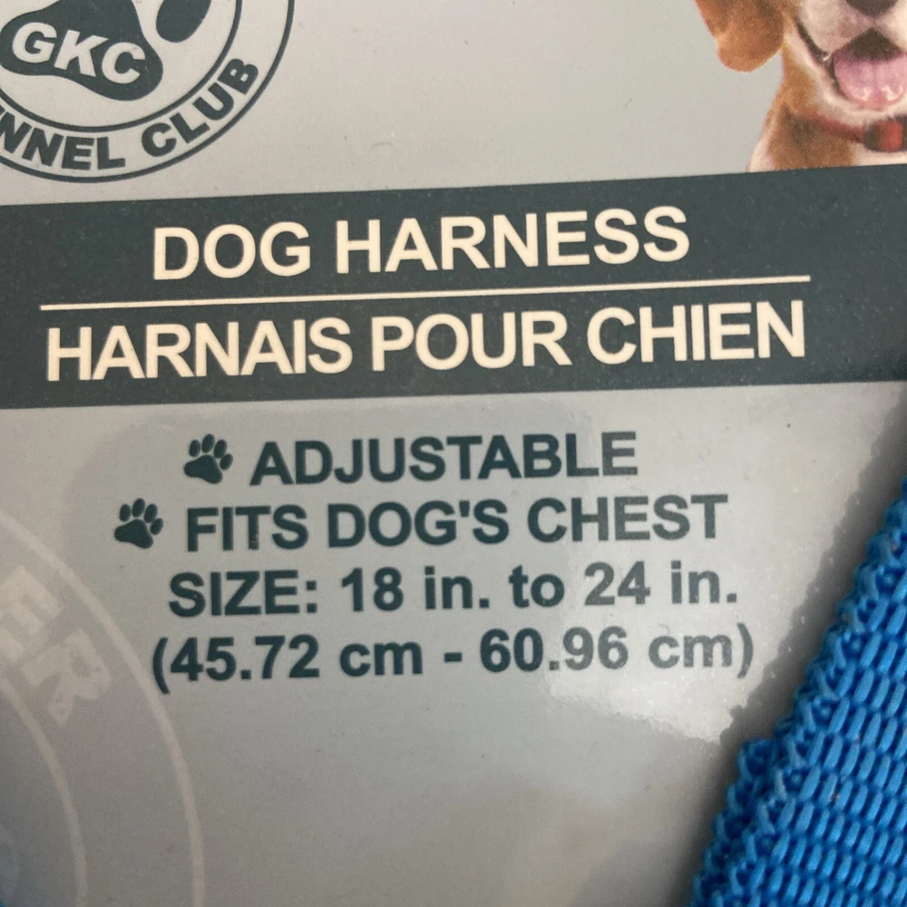 Dog Harness Size M Medium Plain Blue GKC Adjustable Dogs Chest 18-24 In.
