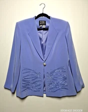 Vintage Sioni Couture Blazer Jacket Women's 16 Purple Lined Embellished Detail