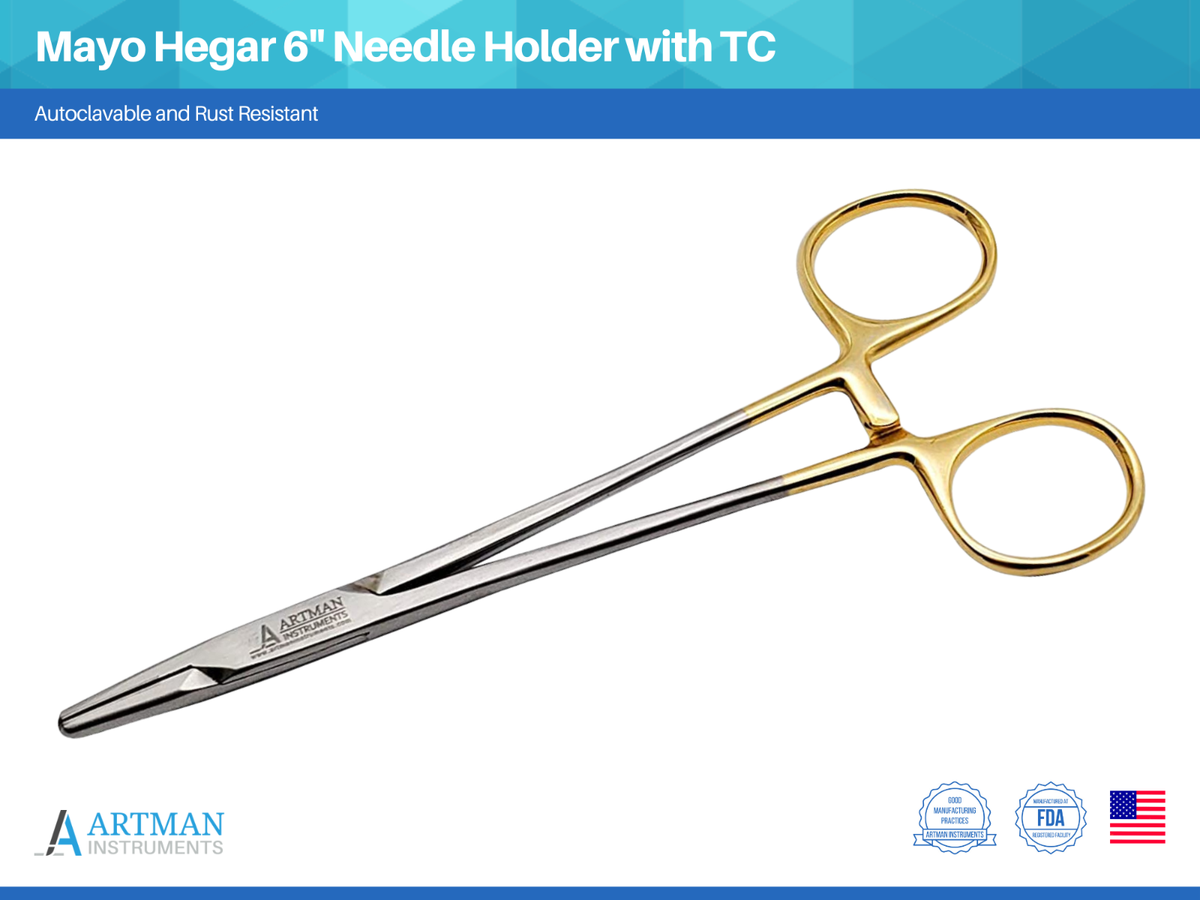 6 Inch Dental Surgical Tool Mayo-Hegar Needle Holder – Surgical & Dental Instrument (Pack Of 6), Made In Pakistan Stainless Steel Needle Driver - Foto 7