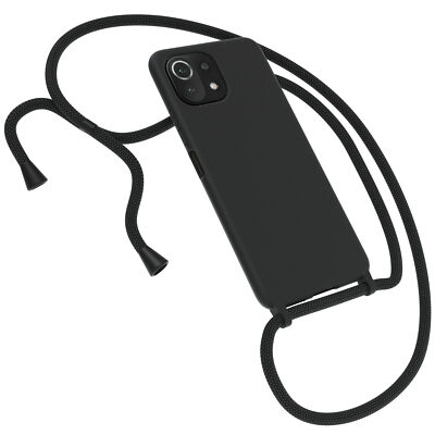 Für Xiaomi Mi 11 Lite / 5G / 5G NE Handyhülle Band Kordel Kette Tasche Schwarz