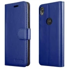 For Motorola Moto E6 Phone Back Case Leather Wallet Flip Folio Matte View Cover