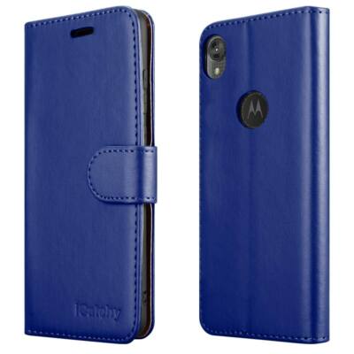 For Motorola Moto E6 Phone Back Case Leather Wallet Flip Folio Matte View Cover