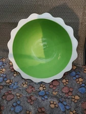 Cer.Alfa Green Ruffle Ceramic Large Bowl Made in Italy