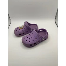 Crocs Clog Purple Rainbow Charm Casual Comfort Shoes Kids Size 26