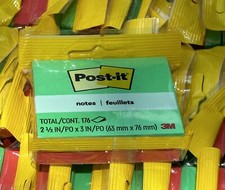 (54) Packs 3M Post-It Sticky Notes Each Pack 176 Sheet 2.5" x 3" RED & GREEN