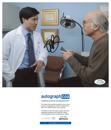 Randall Park Signed CURB YOUR ENTHUSIASM 8x10 Photo w/ Larry David ACOA A