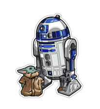 7x9cm 6pcs R2D2 and Yoda Vinyl Stickers Laptop Mobile Phone Books Waterproof