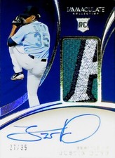 2020 PANINI IMMACULATE ROOKIE PATCH AUTO #147 JUSTIN DUNN  /49 MARINERS