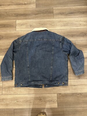 Vintage 90s Wrangler M159 Sherpa Lined Denim Jacket Sz 2XT Trucker