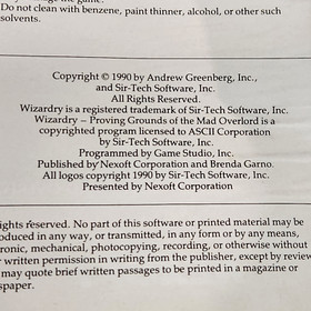 Wizardry Proving Grounds of Mad Overlord Nintendo NES Instruction Manual Only